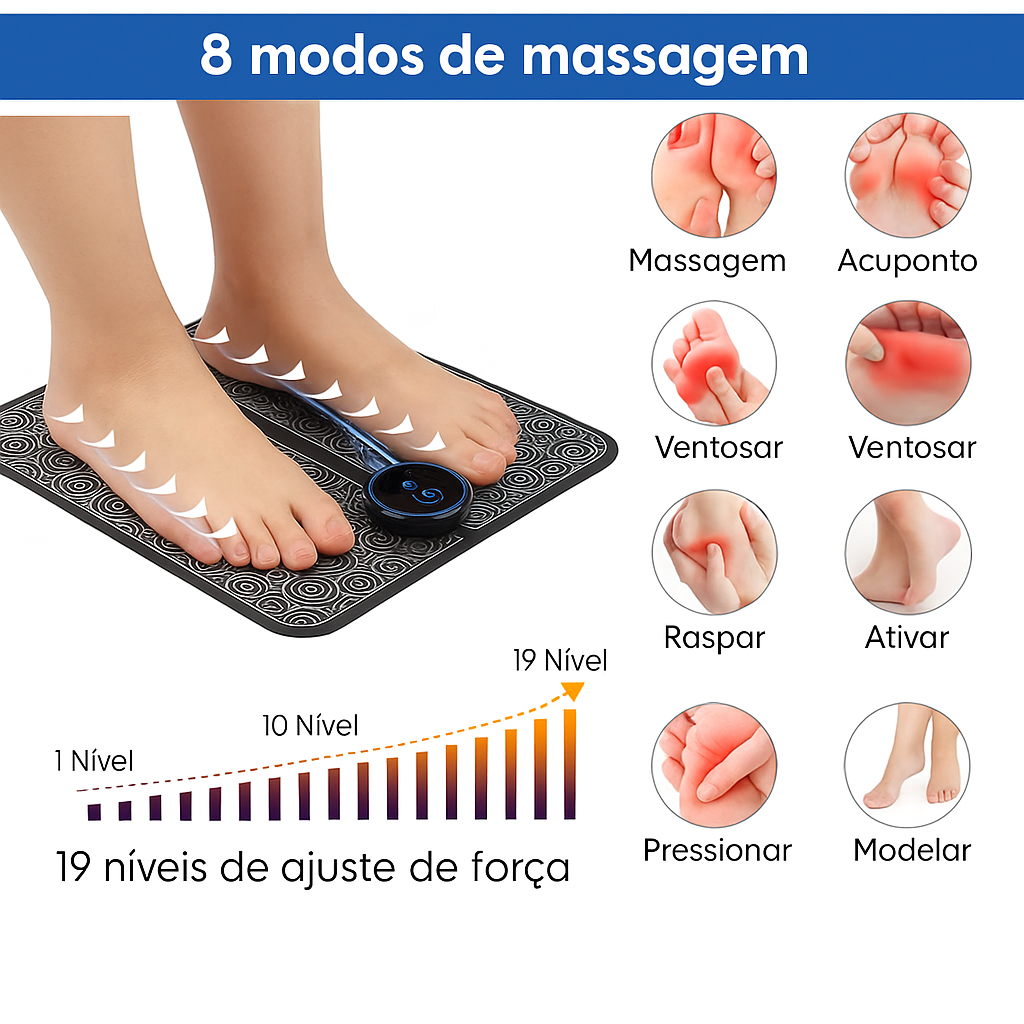 Massageador elétrico para os pés - Relaxamento muscular