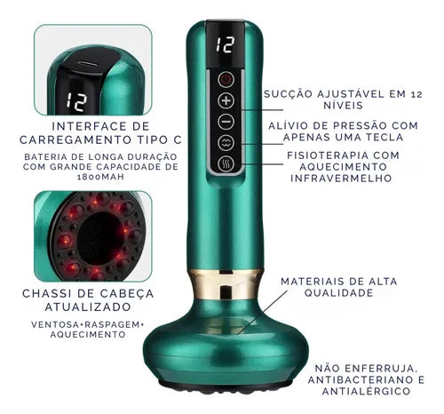 Massageador elétrico com ventosa - Vácuo 12 níveis