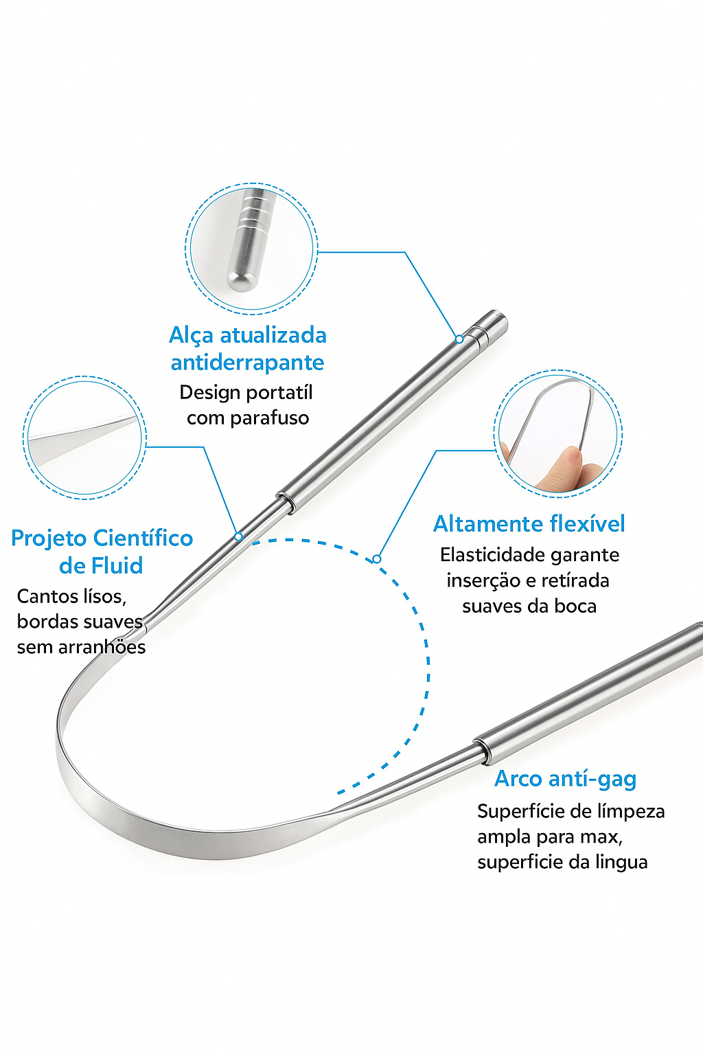 Kit raspador de língua inoxidável - saúde bocal